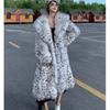 FiveFive Women's Winter Imitation Fox Fur Young Leopard-print Fur Coat Long Knee-length Mink Coat