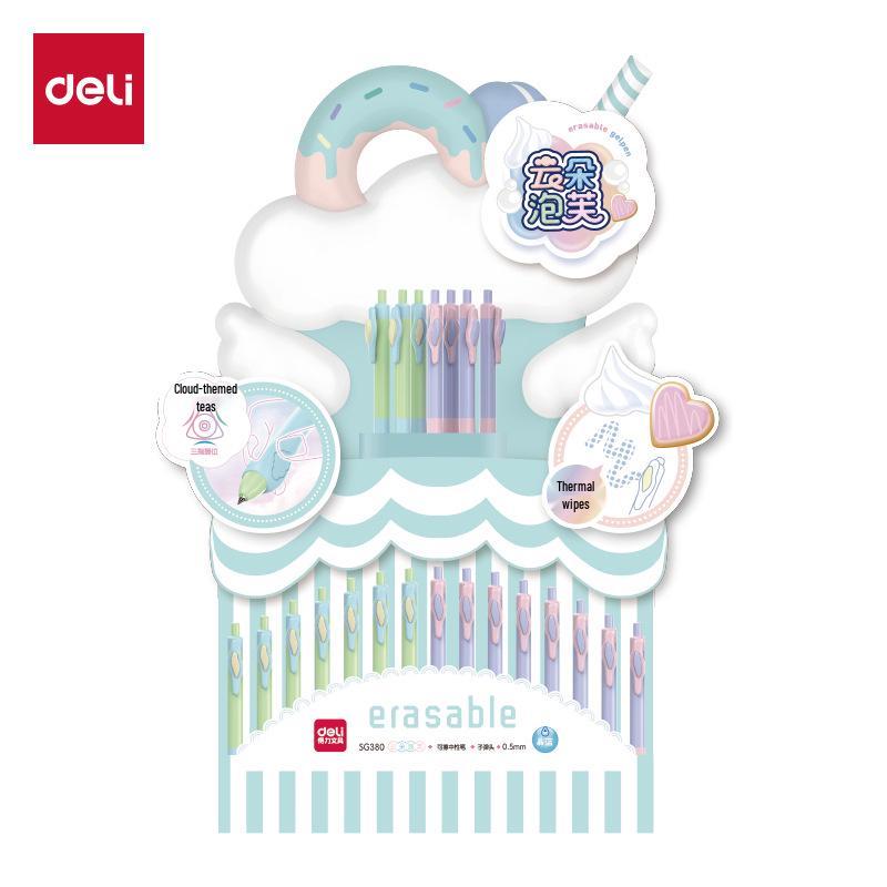 

Deli SG380 Erasable 0.5mm Click Pen Display Stand (Crystal Blue/Black) 0.5mm