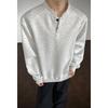 Mens Henry Collar Heavy Cotton Casual Pullover Sweatshirt Daily Wear Top