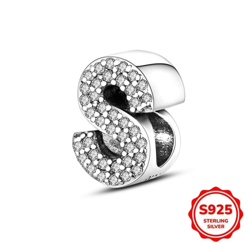 Trendy Fashion Classic 26 Alphabet Letters Charm Bead Components Bead Components Authentic Original Retro Zircon Copper Metal Designed For Women