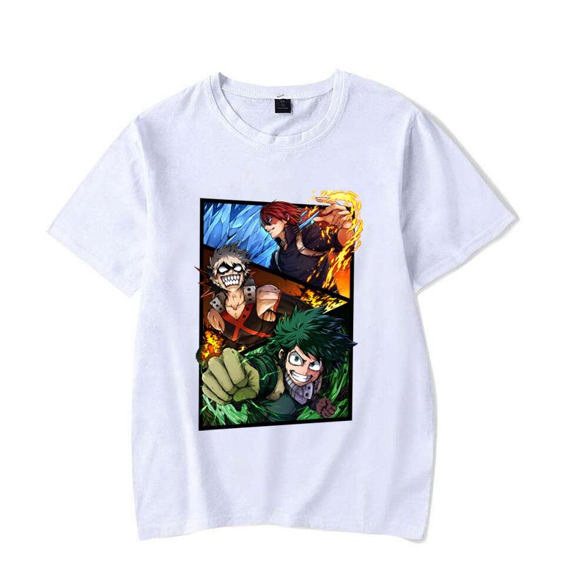 Hot Anime Deku Bakugou Katsuki Todoroki Shoto Print T-Shirt Women Men Loose Short Sleeve Round Neck Top Unisex Casual Shirt Tee