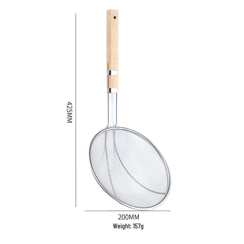 Große Nudelsieb-Schöpfkelle aus Edelstahl & Holz