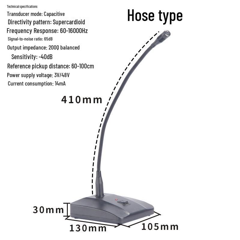 Wired Gooseneck Podium Microphone for Classroom & Lecture, 48V Professional Condenser