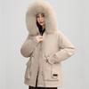 Removable fleece thickened pie overcome coat women's short winter new big fur collar down cotton clothes women's clothing