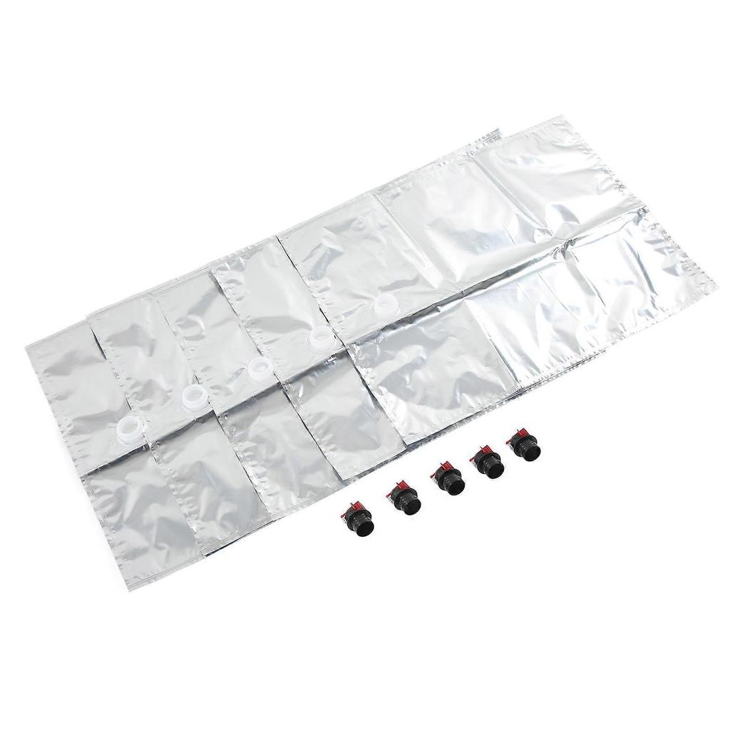 5Pcs Beverage Bags Liquid Waterproof BIB Wine Purse Refill Bag Aluminized 20L with Butterfly Valve