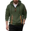 Men's  Loose  Leisure  American Style  Zipper  Multiple Pockets  Hooded Hood  Hoodie