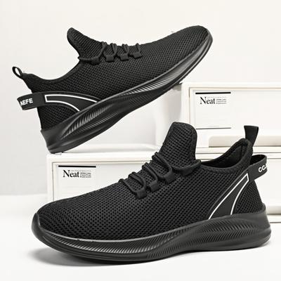 Sportschuhe für Herren Schuhe Sneaker Schwarze Schuhe Lässige Herren Strick-Sneaker Atmungsaktive Sportliche Lauf- Walking- Fitnessschuhe