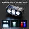 900 Lumen Solar Bike Headlight with USB Charging, High/Low Beam, Horn, and Long Battery for Night Riding