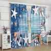 Starfish Fishing Boat Background Pattern Printed Curtains Window Decorations Home Room Made Of Polyester