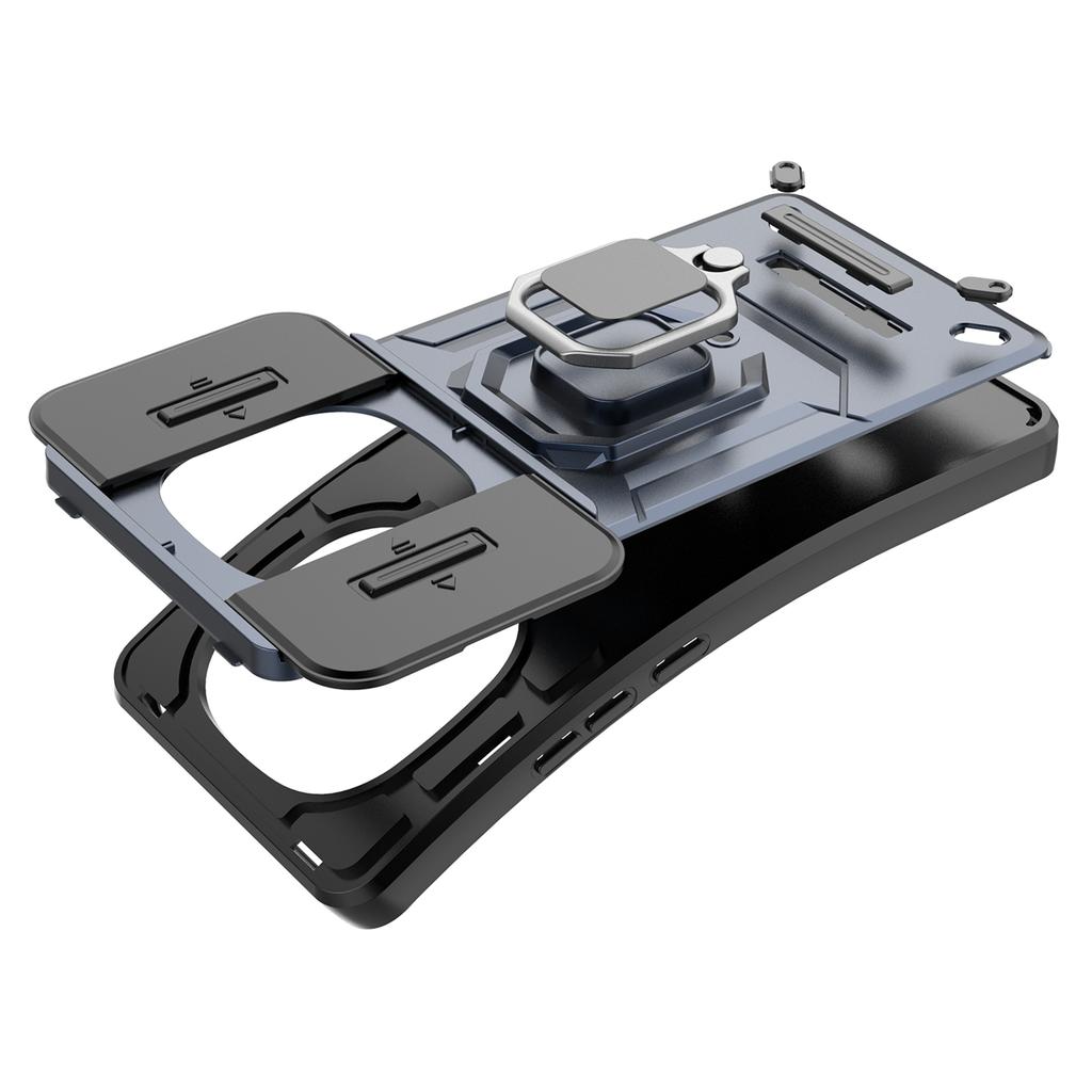 For Xiaomi Redmi Note 14 Pro 5G/Poco X7 5G Case PC+TPU Kickstand Phone Protector with Lens Cover