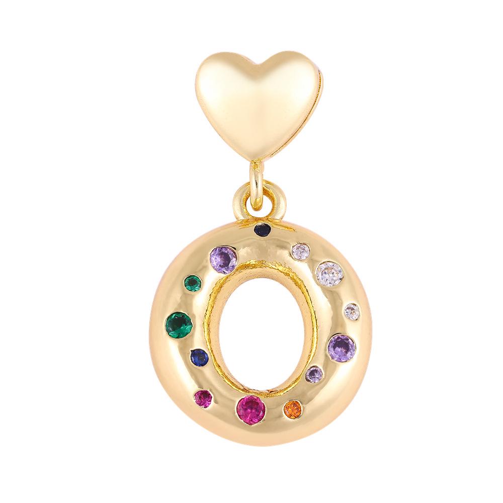18K Gold-Plated Zircon Necklace with Cross and Colorful Letter Pendants