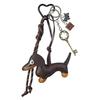 Leather Cartoon Dachshund Keychain with Woven Rope Pendant
