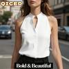 Women's Fashion Casual Solid Color Print Sleeveless V-Neck Blouses & Shirts