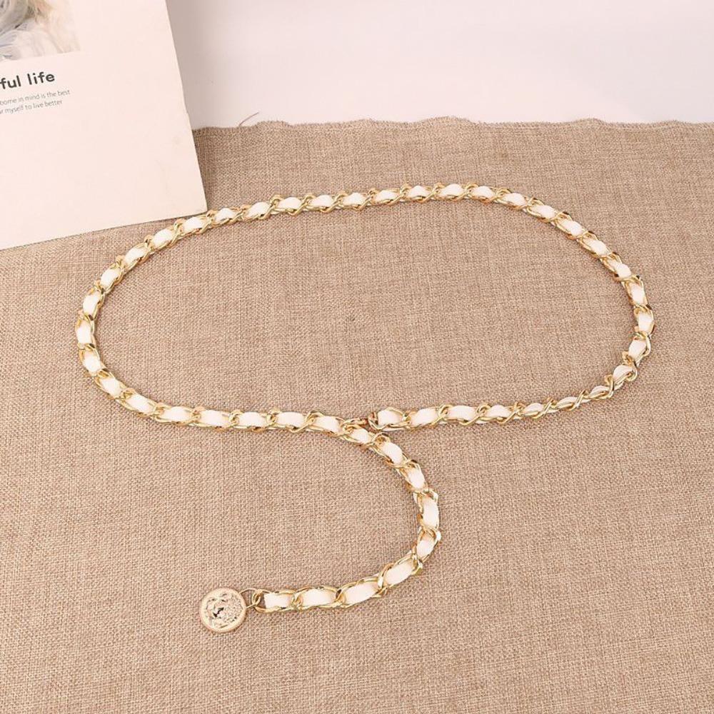 

Long Thin Tassel Strap Girdle Metal Jewelry Accessories Fashion Waist Link for Women white 03
