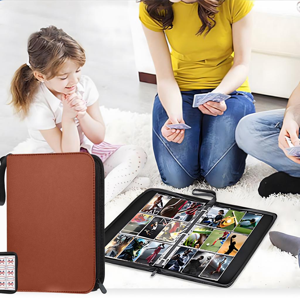 Zipper Trading Card Holder With Card Sleeves,Collectible Card Folder Fits 40 Cards And 30 Removable Trading Card Sleeves