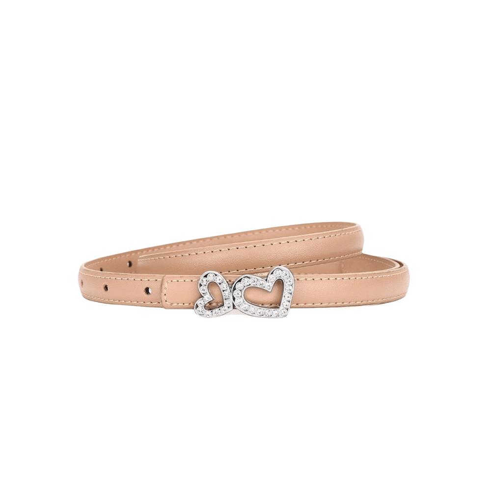 Rhinestone Heart Buckle Waist Belts Adjustable Holes Dress Belts Slim Waist Belt Fashion Styling