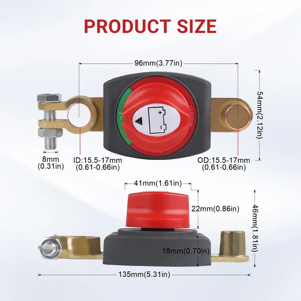 ON/OFF Battery Disconnect Switch 12V 275A Circuit Cutter For Camper Car Auto RV Marine Boat Key Battery Selector Isolator Disconnect Rotary Switch