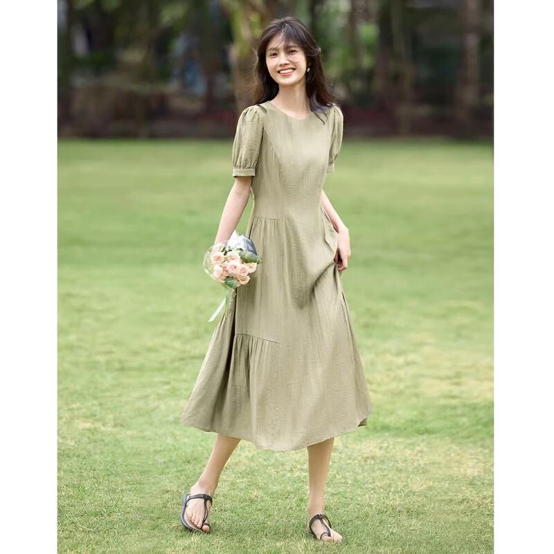 XWI Women s Elegant Retro Hepburn Style Ruched Midi Dress