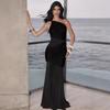 European and American New Slanted Shoulder Perspective Pleated Dress, Sexy Spice Girl Slim-fit Hip Dress Skirt