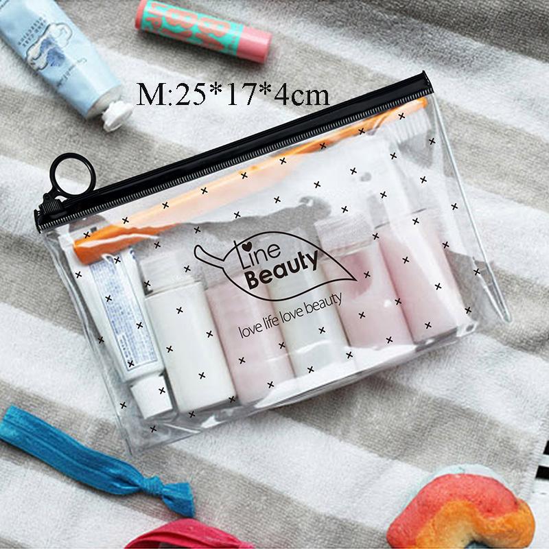 Fashion Women Clear Cosmetic Bags PVC Transparent Toiletry Bags Travel Organizer Necessary Beauty Case Bath Wash Makeup Bag