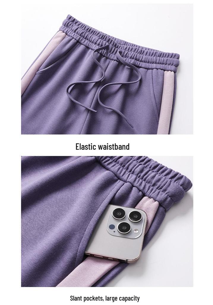 Women's Spring & Autumn Casual Running Two-Piece Set: Long Sleeve Top & Loose Pants, Breathable & Fashionable