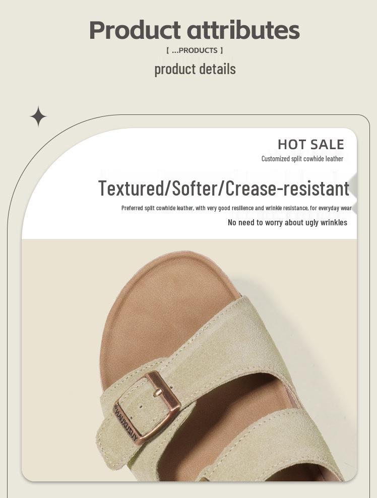 Cowhide Leather Two-Strap Birkenstock Sandals with 3cm Thick Sole - 2026 New Style