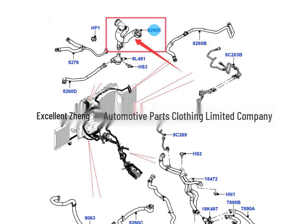LR137873: Compatible with 2017 fifth-generation Land Rover Discovery radiator hose assembly top.