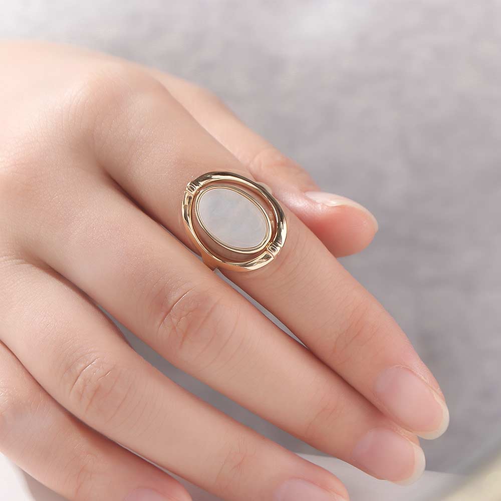 Stainless Steel Flippable Rings Double Sided Rotatable Opal Rings Geometric Oval Rings  Girls