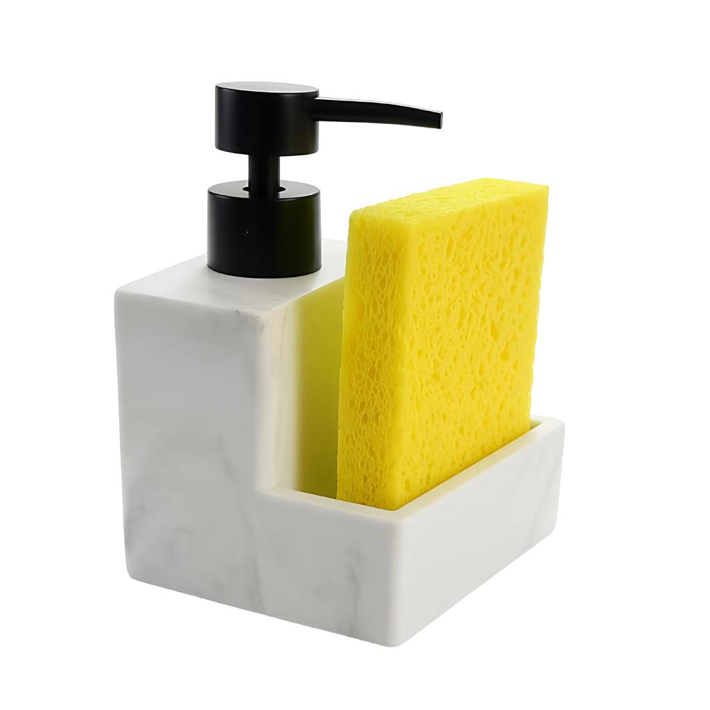 Large Capacity Soap Dispenser with Sponge Holder Countertop Liquid Pump Bottle for Hand Soap, Dish Soap & Lotions
