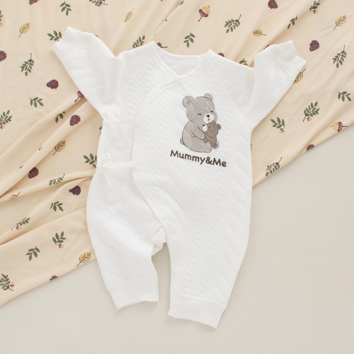 

Newborn Air Cotton Autumn/Winter Jumpsuit: Quilted, Warm, Lace-Up Romper 52 cm