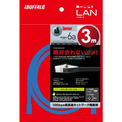 BUFFALO Unzerbrechliches LAN-Kabel Kategorie 6a Gerade Normaltyp Schwarz BSLS6ANU30BK