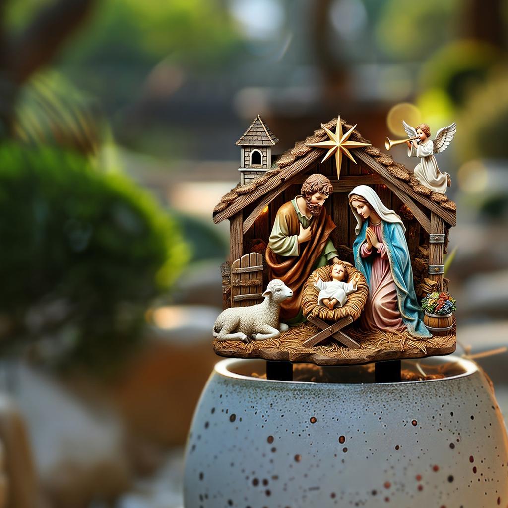 Zahradní zápichy Betlém Vánoční zahradní dekorace Zápichy do květináčů pro venkovní terasu trávník