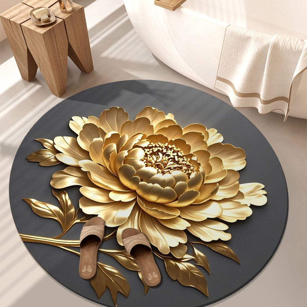 Living Room Home 3D Carpet Flower Floor Mat Carpet Circular Home Peony Flower Petal Shaped Mat