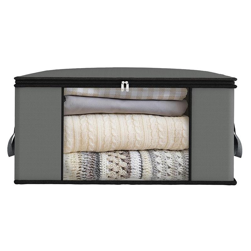 Large Capacity Clothes Storage Bag Organizer With Reinforced Handle For Blanket Comforters Bed Sheets Pillows Toy