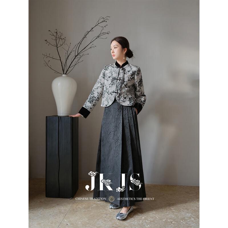 JK&JS New Chinese Style Jacquard Disc Button Coat