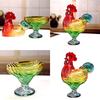 Plat à bonbons en verre cristal coqs sur nid avec couvercle, bol à bonbons rétro, pot à bonbons, décorations de table pour la maison, le bureau, la cuisine