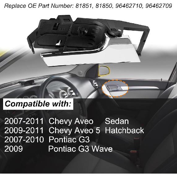 Interior Driver Passenger Side Door Handle for Chevy Aveo Aveo5 Pontiac G3 | for 2007-2011 Chevrolet Aveo, 2009-2011 Aveo5, 2007-2010 Pontiac G3,