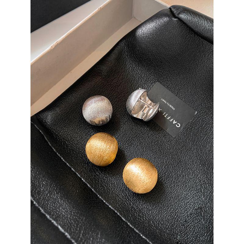 Gold and Silver Brushed Round Ball Earrings, Super Beautiful Earrings for Women, 2026 New Hot Style, High-End, Light Luxury, Elegant Earrings