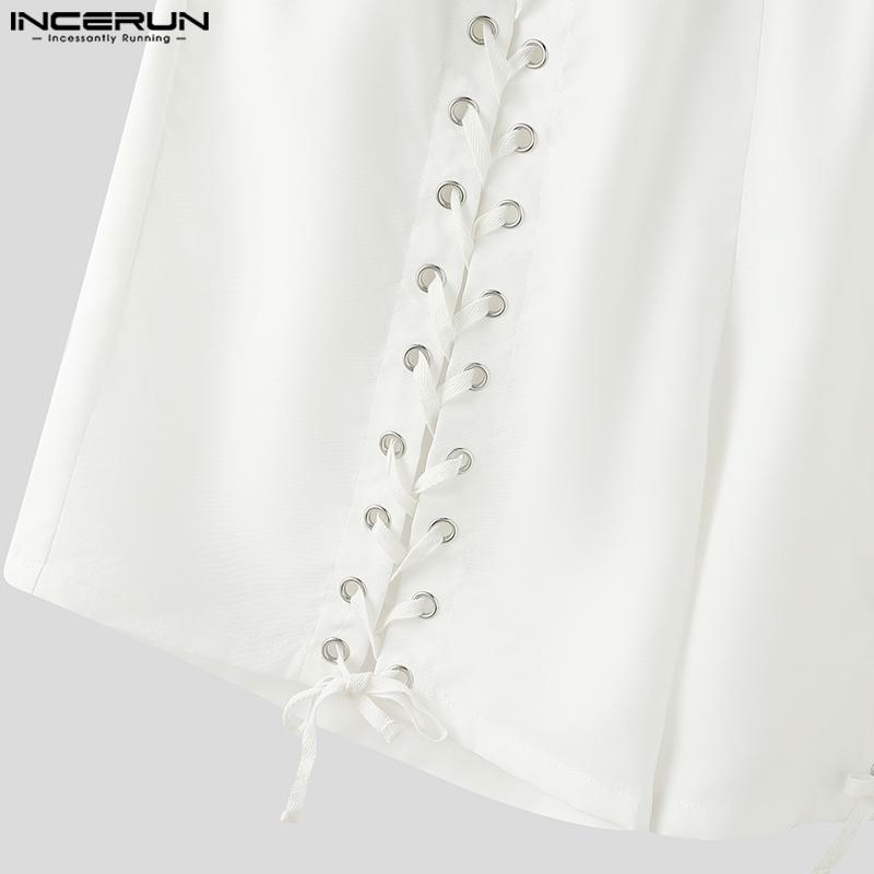 INCERUN Short décontracté à lacets pour homme avec taille élastique et bande latérale