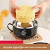 Large Capacity 304 Stainless Steel Instant Noodle Bowl with Lid - Anti-Scald Soup Cup for Dormitory or Fast Food.
