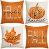 New Autumn Pumpkin Maple Leaf Orange Linen Printed Pillow Thanksgiving Home Sofa Pillow Cover