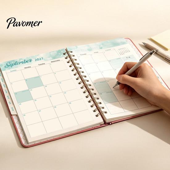 Agenda Appuntamenti A5 2027 Planner Settimanale Spiralato, Calendario Settimanale 365 Giorni con Organizer Copertina Rigida Elastico, 140 Pagine Carta Spessa