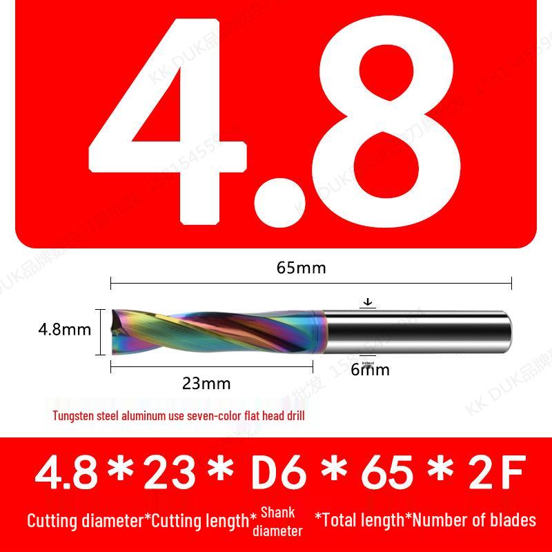 Tungsten Steel Flat Head Drill Bit for Aluminum, 180°, 4.1-6.0mm (0.1mm Intervals)