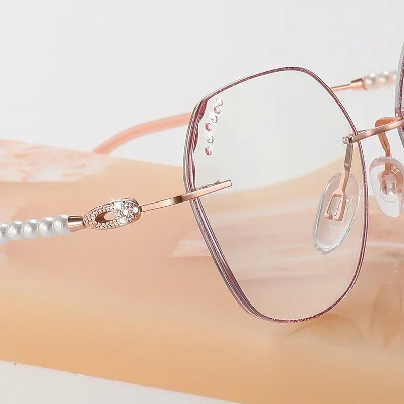 Lunettes de presbytie sans monture taillées en diamant, élégantes et populaires pour femmes, avec monture en métal, anti lumière bleue, lunettes de lecture
