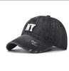 Washed and old denim NY letter embroidered baseball cap versatile trendy men and women's four-season cap