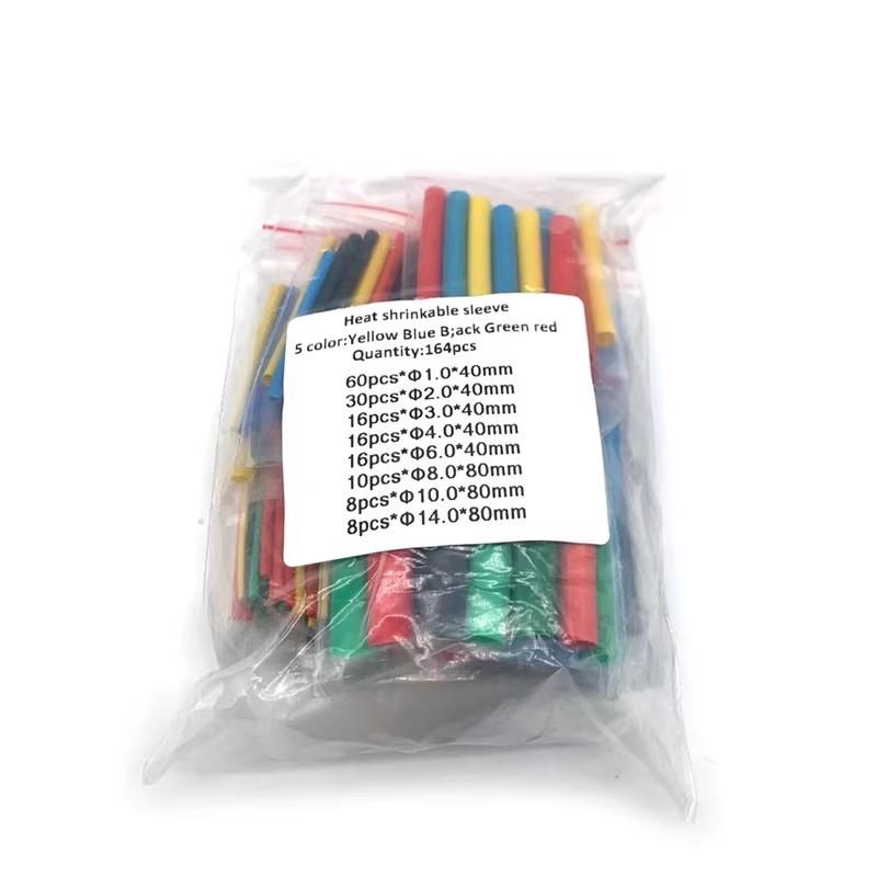 

164 шт 1:2:1 Термозбіжна термостійка трубка Набір для термозбіжної обгортки Електричне з єднання Дріт Кабель ремонт Ізоляці 164Pcs Heat shrink