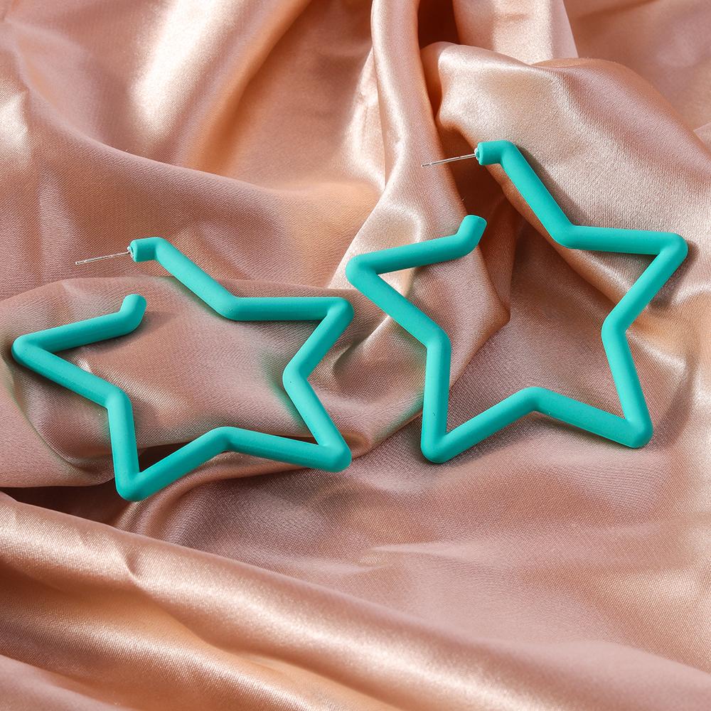 Cute Candy Colors Acrylic Hollow Star Hoop Earrings for Women Girls Simple Geometric Earrings Party Holiday Jewelry Gifts