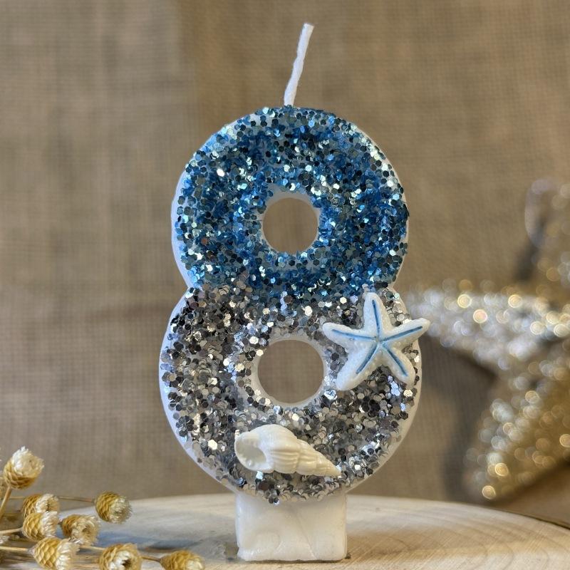 Digital Birthday Candle Cake Decoration Party Celebration Ocean Creative Handmade Diy