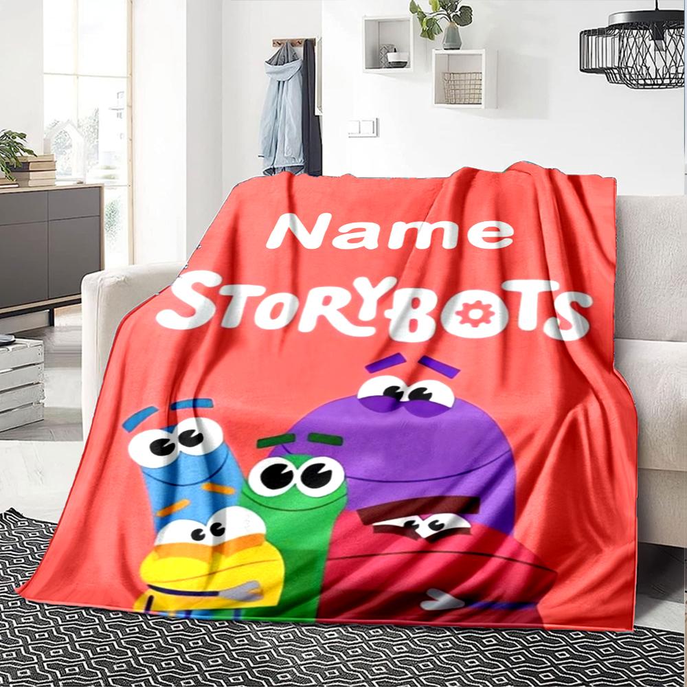 Custom Name StoryBots Theme Printed Blanket - Perfect for Couch, Bed, Travel & Outdoor Use | Machine Washable, Cozy & Durable.