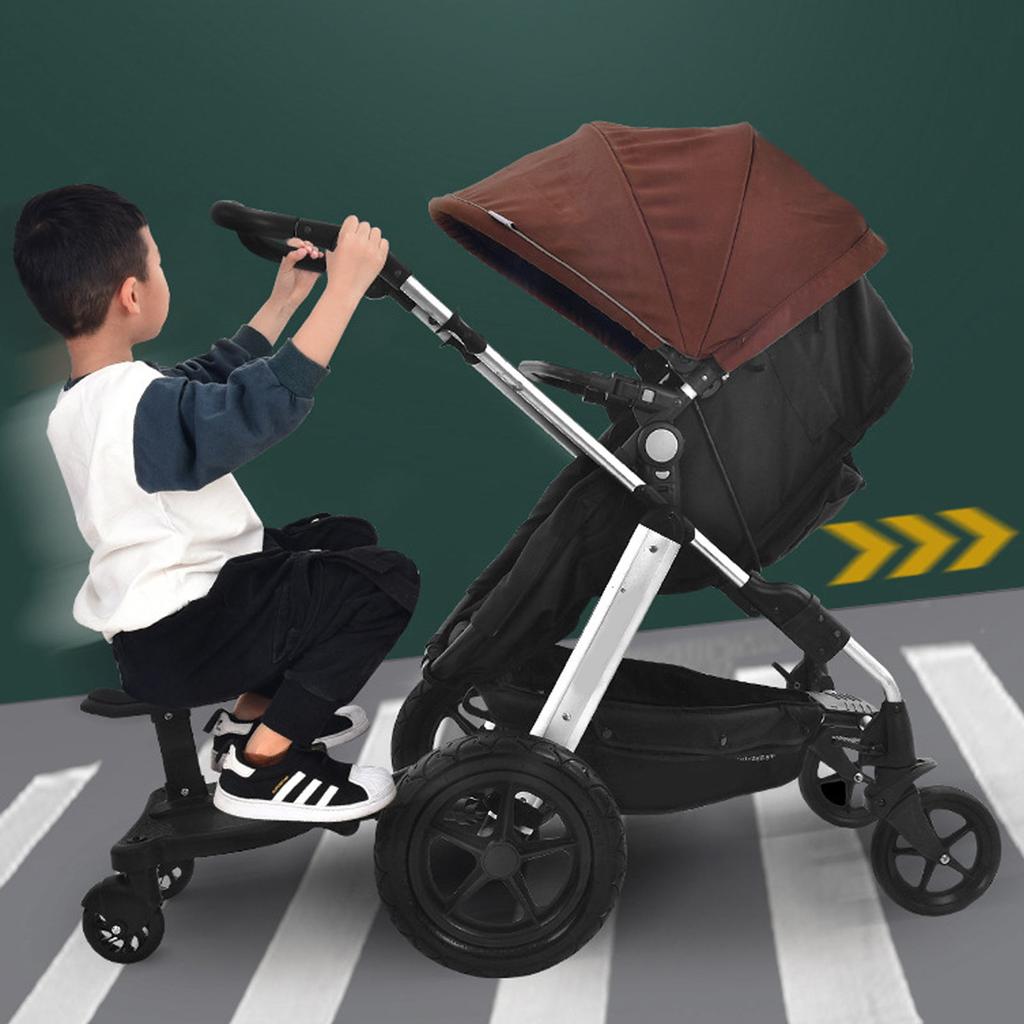 Universal 2 in 1 Stroller Ride Board with Detachable Seat Adjustable Stroller Glider Board Holds Children Up to 55lbs